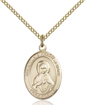 Immaculate Heart of Mary Medal<br/>8337 Oval, Gold Filled