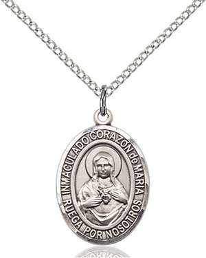 Corazon Inmaculado De Maria Medal<br/>8337 Spanish, Oval, Sterling Silver