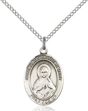 Immaculate Heart of Mary Medal<br/>8337 Oval, Sterling Silver