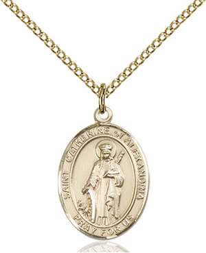 St. Catherine of Alexandria Medal<br/>8343 Oval, Gold Filled