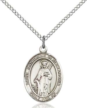 St. Catherine of Alexandria Medal<br/>8343 Oval, Sterling Silver