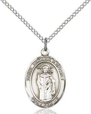 St. Thomas A Becket Medal<br/>8344 Oval, Sterling Silver