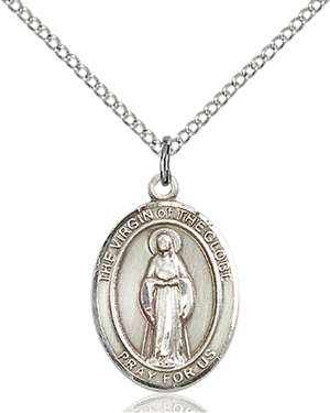 Virgin of the Globe Medal<br/>8345 Oval, Sterling Silver