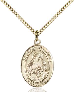 Our Lady of Grapes Medal<br/>8347 Oval, Gold Filled