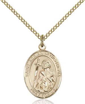 St. Adrian of Nicomedia Medal<br/>8353 Oval, Gold Filled