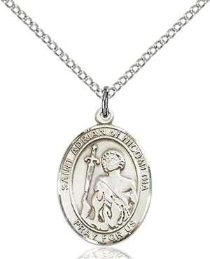 St. Adrian of Nicomedia Medal<br/>8353 Oval, Sterling Silver
