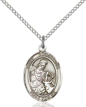 St. Eustachius Medal<br/>8356 Oval, Sterling Silver