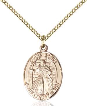 Divine Mercy Medal<br/>8366 Oval, Gold Filled
