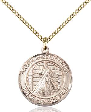 Divina Misericordia Medal<br/>8366 Spanish, Round, Gold Filled
