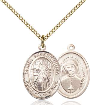 Divina Misericordia Medal<br/>8366 Spanish, Oval, Gold Filled