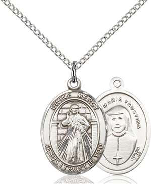 Divine Mercy Medal<br/>8366 Oval, Sterling Silver