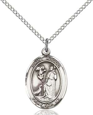 St. Rocco Medal<br/>8377 Oval, Sterling Silver