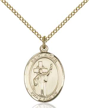 St. Aidan Of Lindesfarne Medal<br/>8381 Oval, Gold Filled