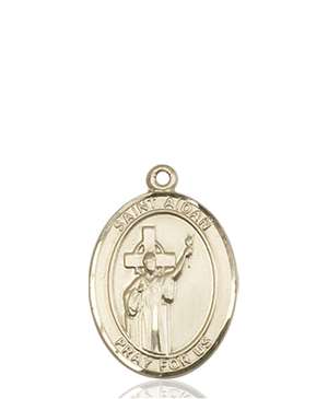 St. Aidan Of Lindesfarne Medal<br/>8381 Oval, 14kt Gold