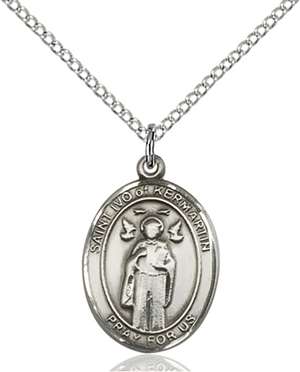 St. Ivo Medal<br/>8384 Oval, Sterling Silver