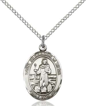 St. Bernadine Of Sienna Medal<br/>8387 Oval, Sterling Silver
