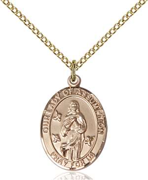 Our Lady Of Assumption Medal<br/>8388 Oval, Gold Filled