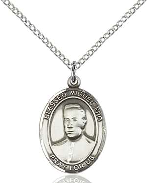 Blessed Miguel Pro Medal<br/>8389 Oval, Sterling Silver