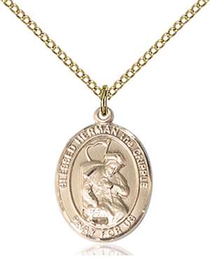 Blessed Herman the Cripple Medal<br/>8403 Oval, Gold Filled