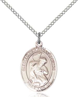 Blessed Herman the Cripple Medal<br/>8403 Oval, Sterling Silver