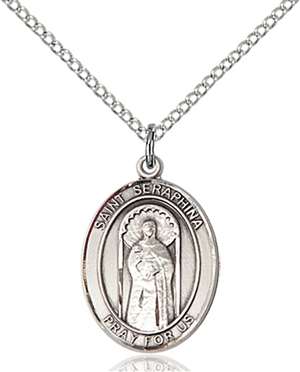St. Seraphina Medal<br/>8405 Oval, Sterling Silver