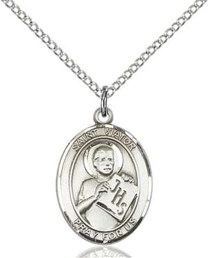 St. Viator of Bergamo Medal<br/>8408 Oval, Sterling Silver