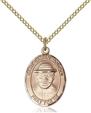 St. Damien of Molokai Medal<br/>8412 Oval, Gold Filled