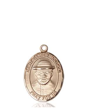 St. Damien of Molokai Medal<br/>8412 Oval, 14kt Gold