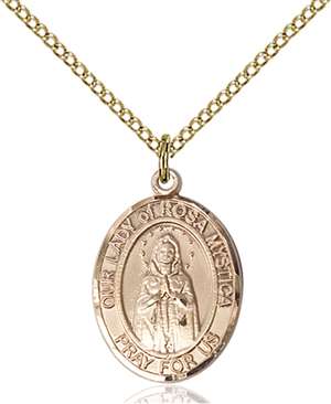 Our Lady of Rosa Mystica Medal<br/>8413 Oval, Gold Filled