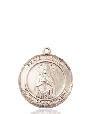 Our Lady ROSA MYSTICA Medal<br/>8413 Spanish, Round, 14kt Gold
