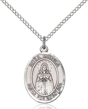 Our Lady ROSA MYSTICA Medal<br/>8413 Spanish, Oval, Sterling Silver