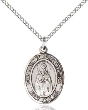 Our Lady of Rosa Mystica Medal<br/>8413 Oval, Sterling Silver