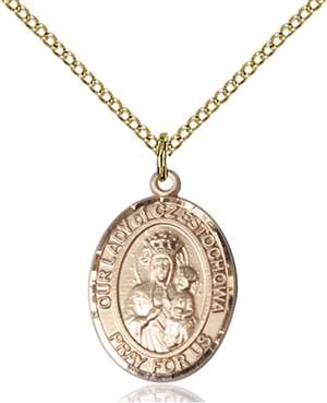 Our Lady of Czestochowa Medal<br/>8421 Oval, Gold Filled