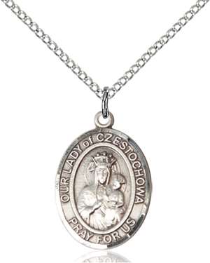 Our Lady of Czestochowa Medal<br/>8421 Oval, Sterling Silver