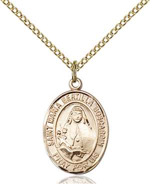 St. Maria Bertilla Boscardin Medal<br/>8428 Oval, Gold Filled