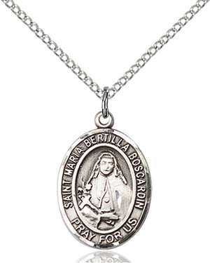 St. Maria Bertilla Boscardin Medal<br/>8428 Oval, Sterling Silver