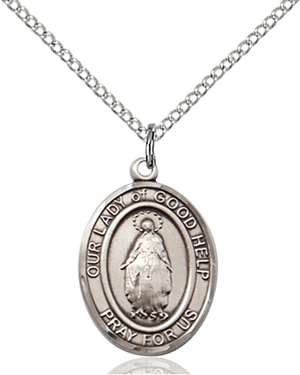 Our Lady Of Good Help Medal<br/>8431 Oval, Sterling Silver