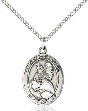 Guardian Angel Protector Medal<br/>8440 Oval, Sterling Silver