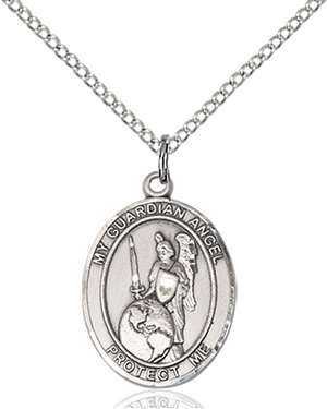 Guardian Angel of the World Medal<br/>8441 Oval, Sterling Silver