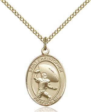 St. Christpher / Football Medal<br/>8501 Oval, Gold Filled