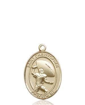 St. Christpher / Football Medal<br/>8501 Oval, 14kt Gold