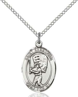 St. Sebastian / Baseball Medal<br/>8600 Oval, Sterling Silver
