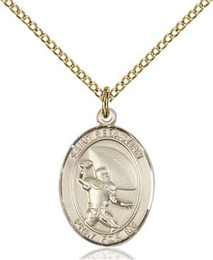 St. Sebastian / Football Medal<br/>8601 Oval, Gold Filled