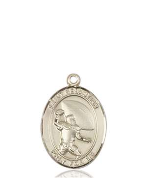 St. Sebastian / Football Medal<br/>8601 Oval, 14kt Gold