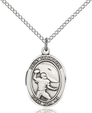 St. Sebastian / Football Medal<br/>8601 Oval, Sterling Silver