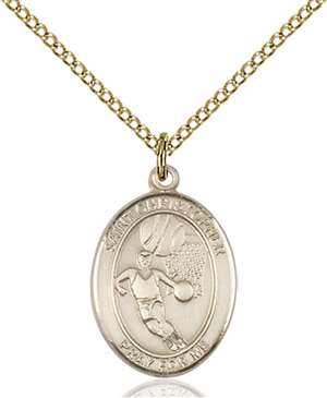 St. Sebastian / Basketball Medal<br/>8602 Oval, Gold Filled
