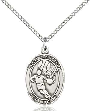 St. Sebastian / Basketball Medal<br/>8602 Oval, Sterling Silver