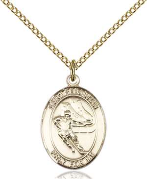 St. Sebastian / Hockey Medal<br/>8604 Oval, Gold Filled