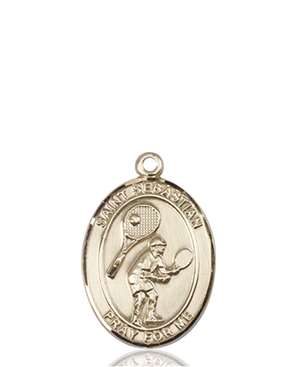 St. Sebastian / Tennis Medal<br/>8605 Oval, 14kt Gold