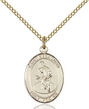 St. Sebastian / Wrestling Medal<br/>8608 Oval, Gold Filled